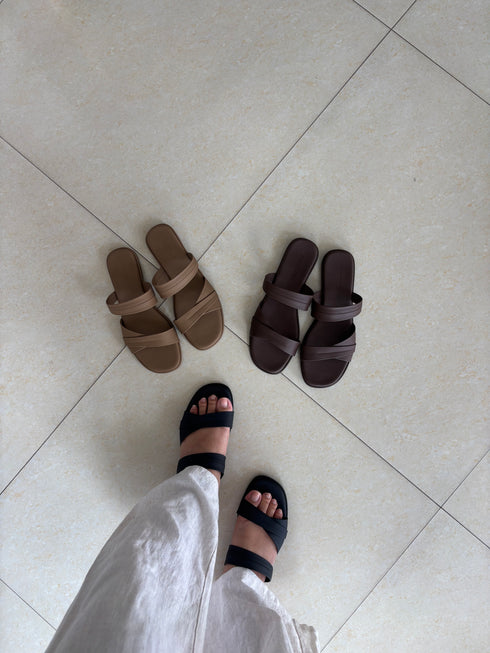 Summer Double Straps Slid-On Sandals